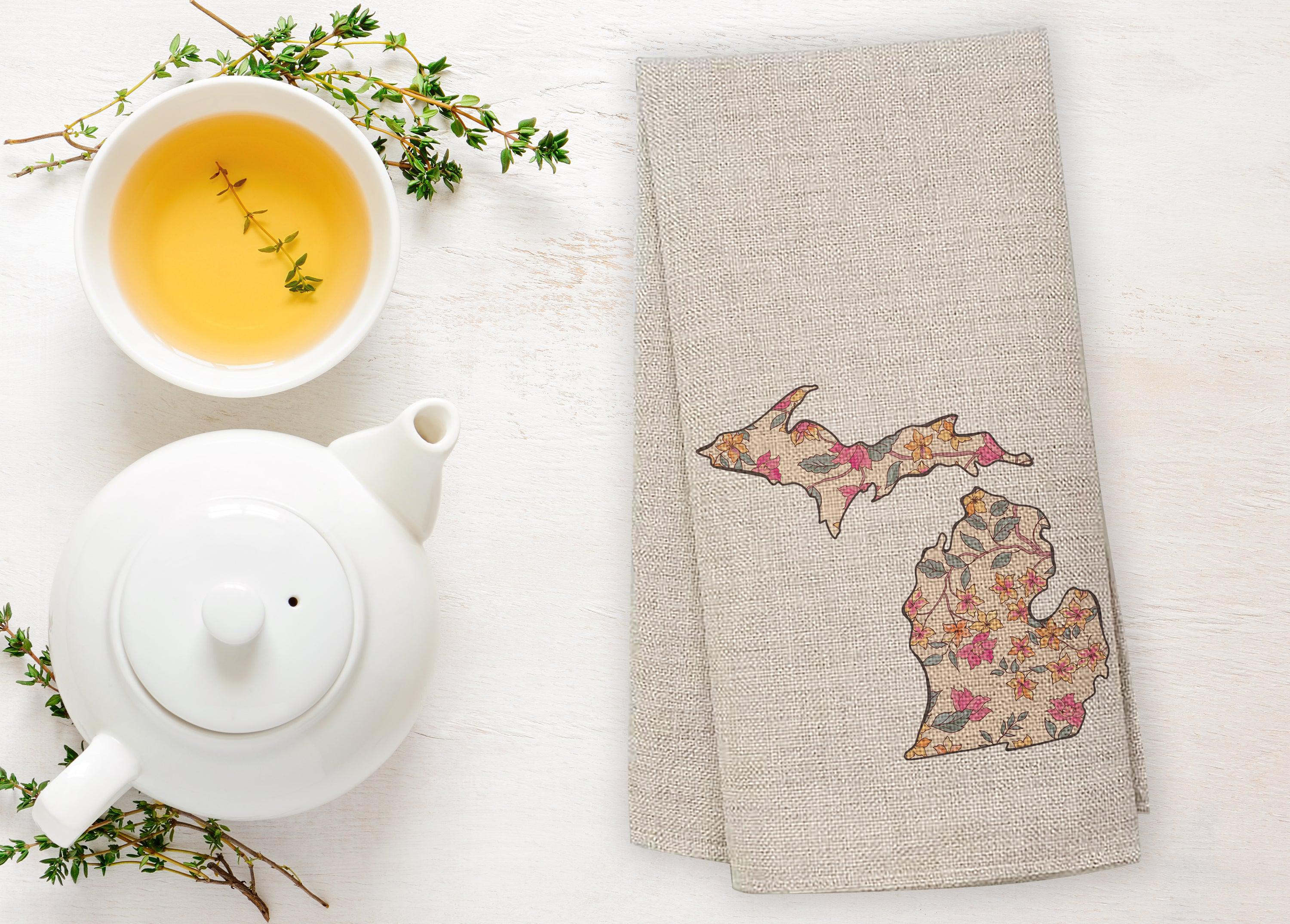 Branch Floral - Cream - Michigan - Tea Towel