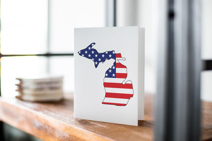 Michigan American Flag Greeting Card