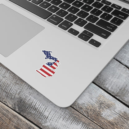 American Flag - Michigan - Waterproof Sticker 3" X 3"