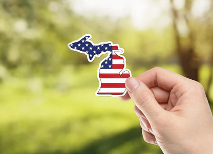 American Flag - Michigan - Waterproof Sticker 3" X 3"