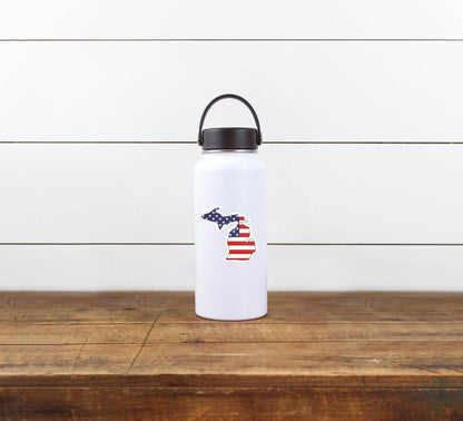 American Flag - Michigan - Waterproof Sticker 3" X 3"
