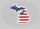 American Flag - Michigan - Waterproof Sticker 3" X 3"