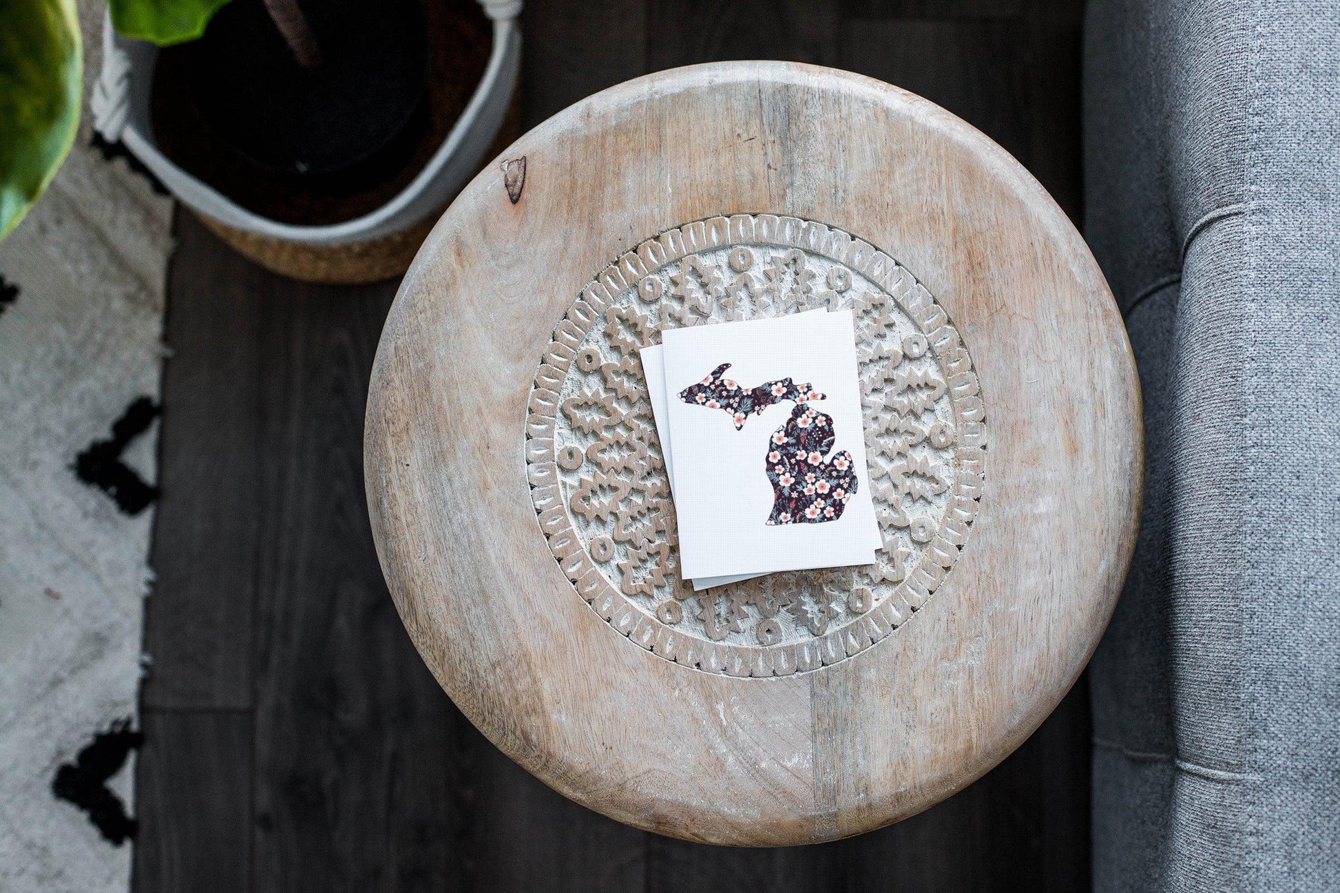 Michigan Black Floral Greeting Card