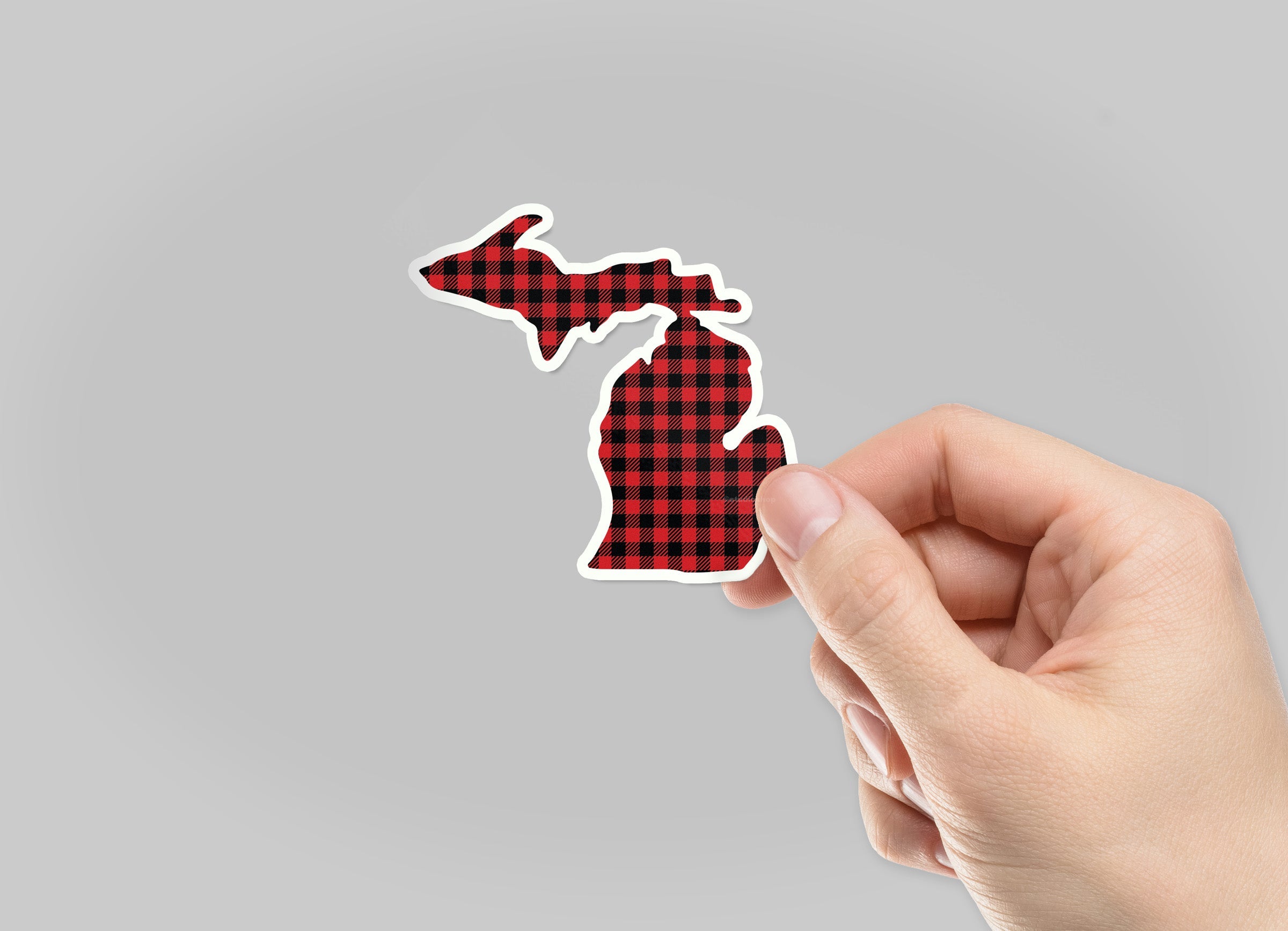 Michigan Buffalo Plaid Waterproof Sticker (3" X 3")