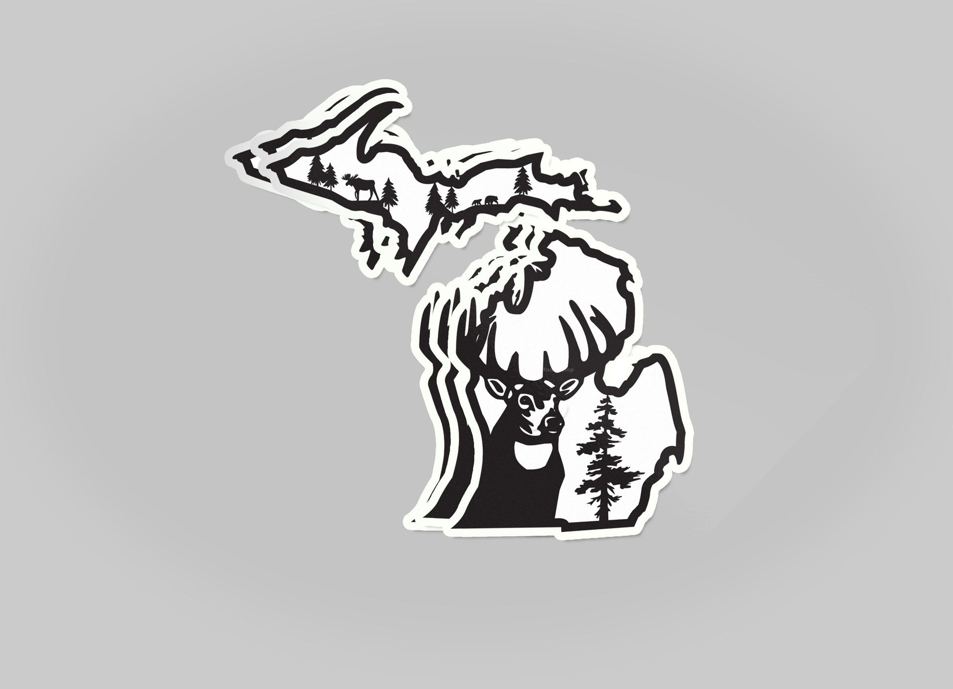 Michigan Deer Outline Waterproof Sticker (3" X 3")
