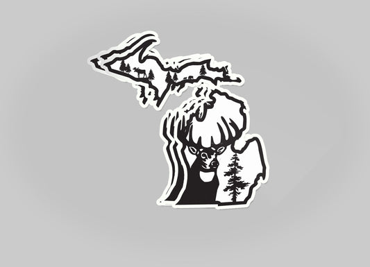 Michigan Deer Outline Waterproof Sticker (3" X 3")