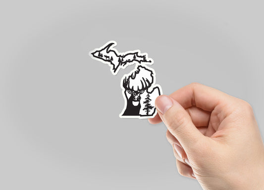 Michigan Deer Outline Waterproof Sticker (3" X 3")