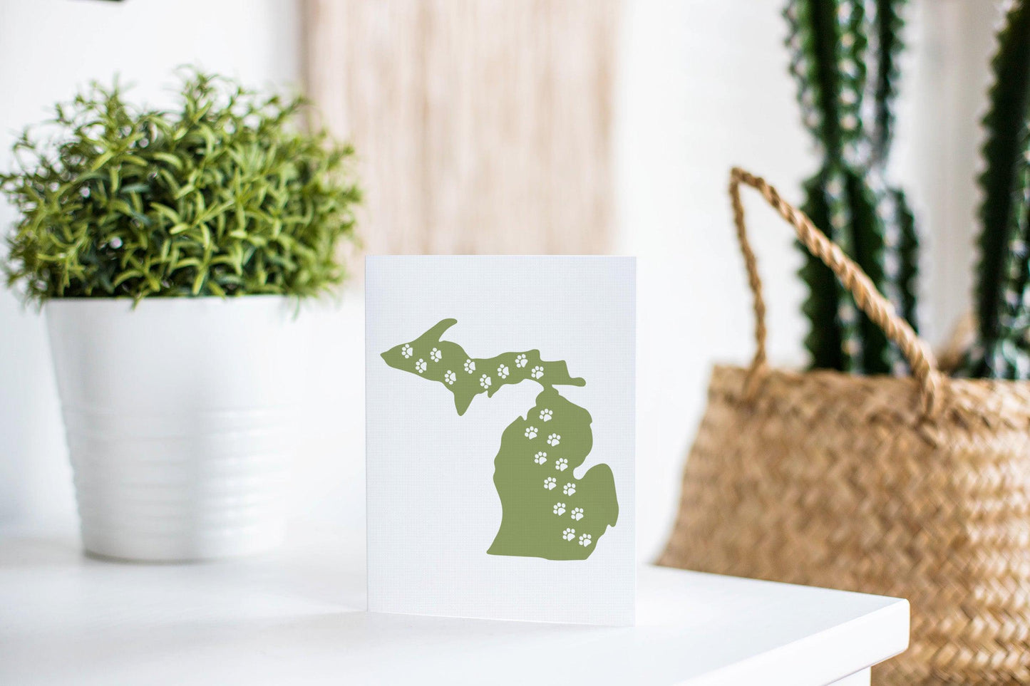 Michigan Green Pet Footprints Greeting Card