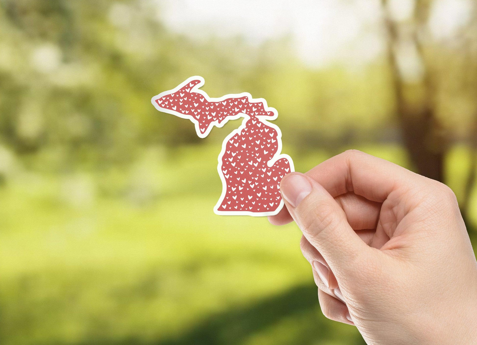 Michigan Hearts Waterproof Sticker (3" X 3")