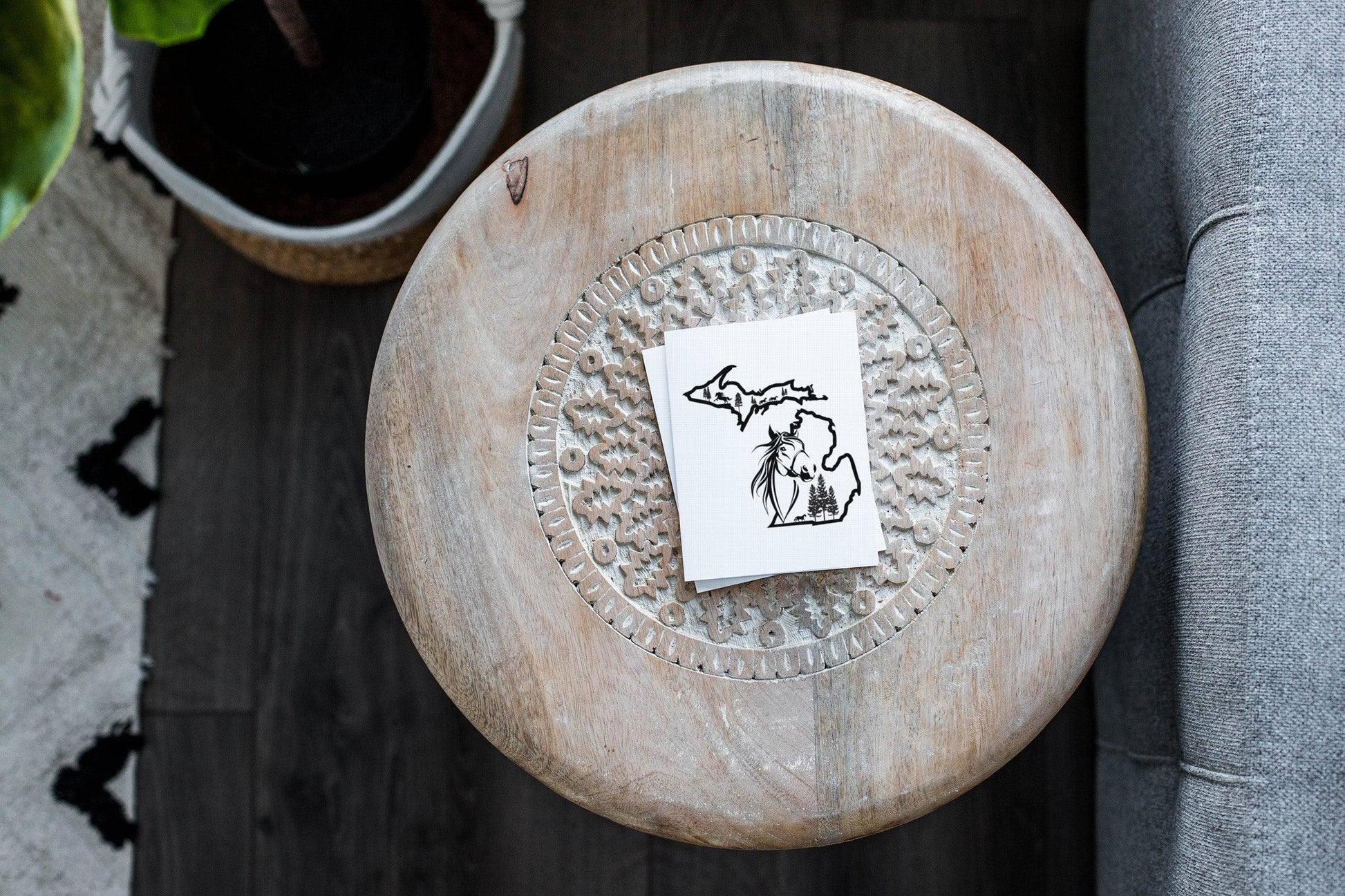 Michigan Horse Outline Greeting Card