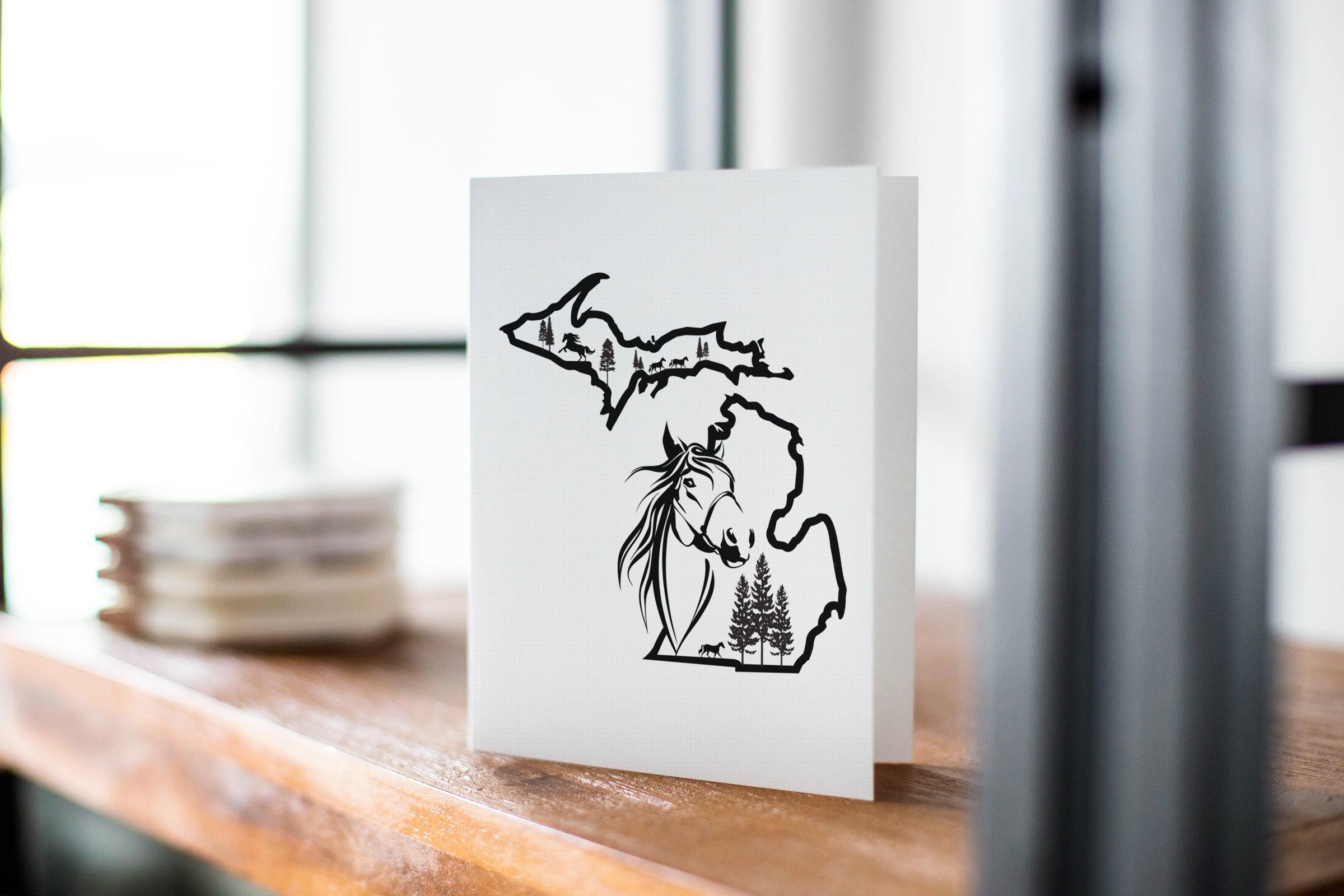 Michigan Horse Outline Greeting Card