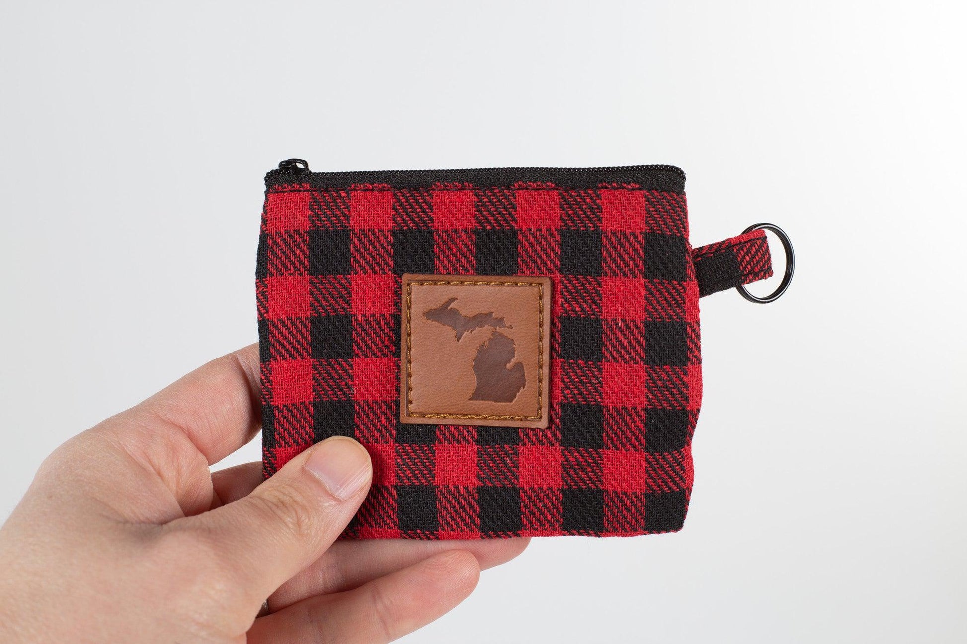 Michigan Leather Patch - Plaid Coin Pouch