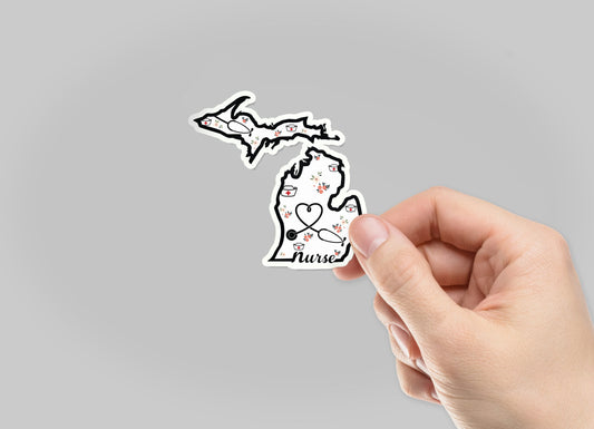 Michigan Michigan Nurse Waterproof Sticker (3" X 3")