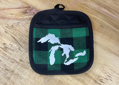 White Great Lakes - Plaid - Pot Holder W/ Pocket