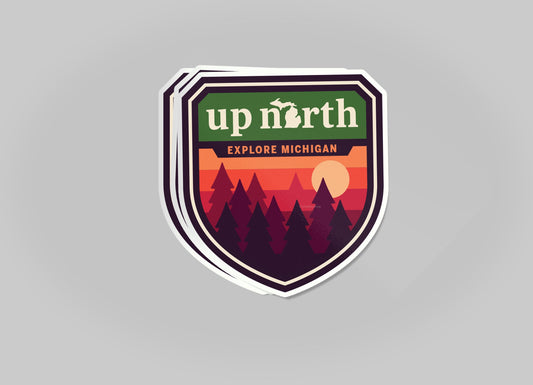 Michigan Up North Badge Waterproof Sticker
