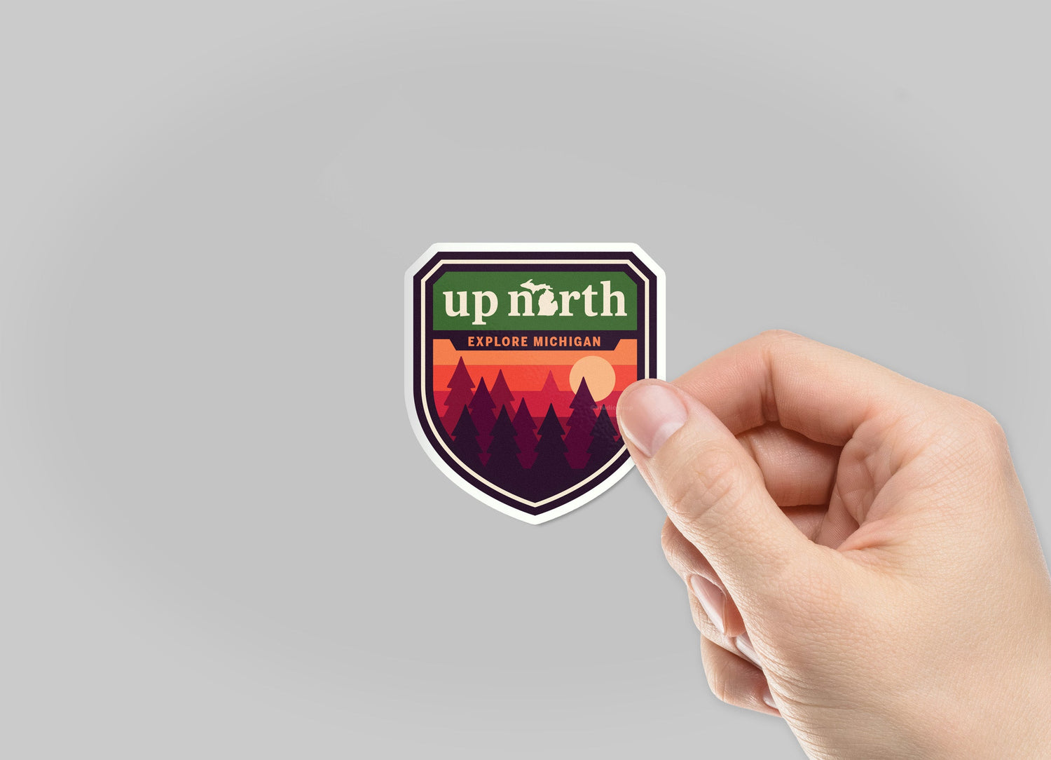 Michigan Up North Badge Waterproof Sticker