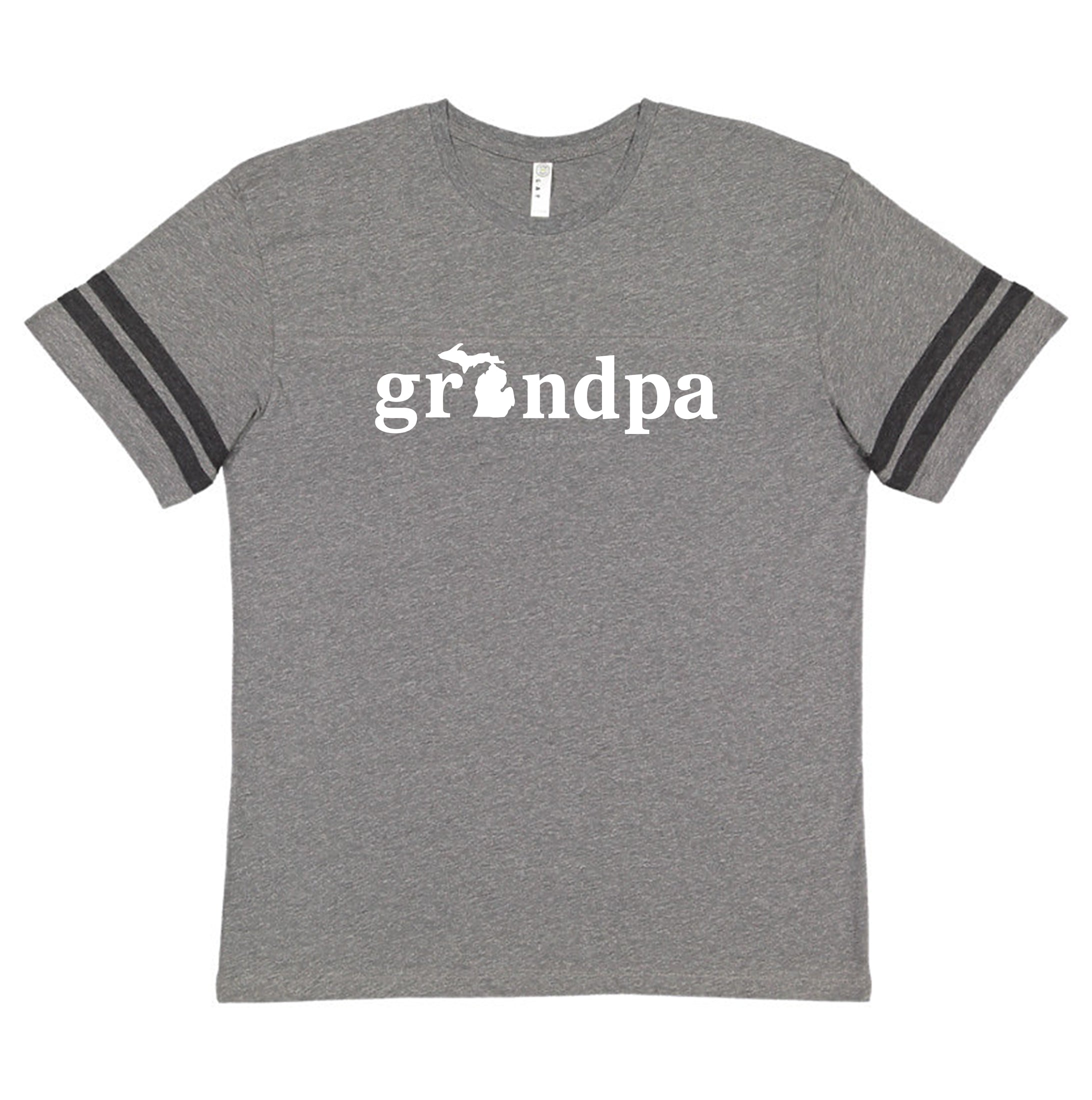 Michigan Grandpa - Varsity Striped Sleeves - Adult Tee