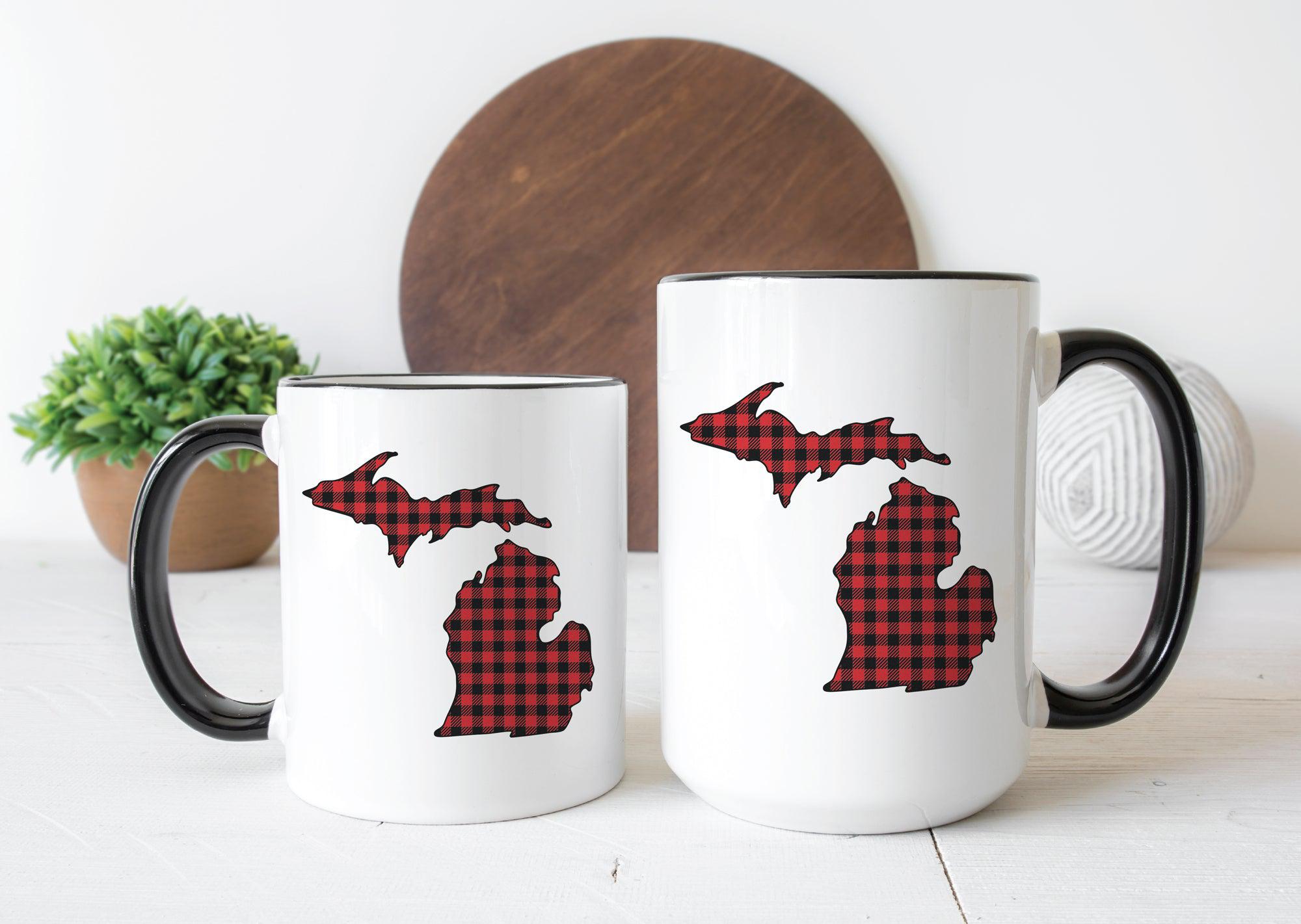 Red Plaid Michigan Mug