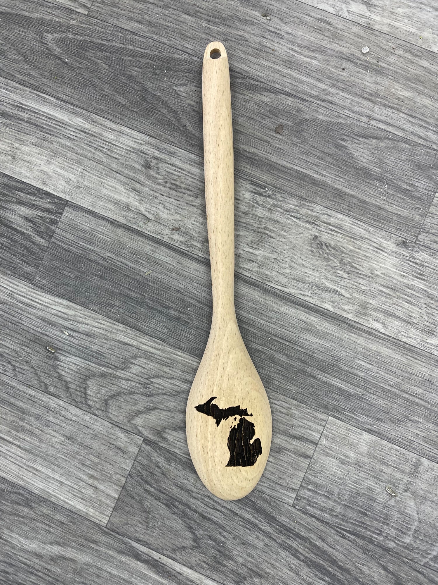 Road Map Michigan Wooden Engraved Spoon