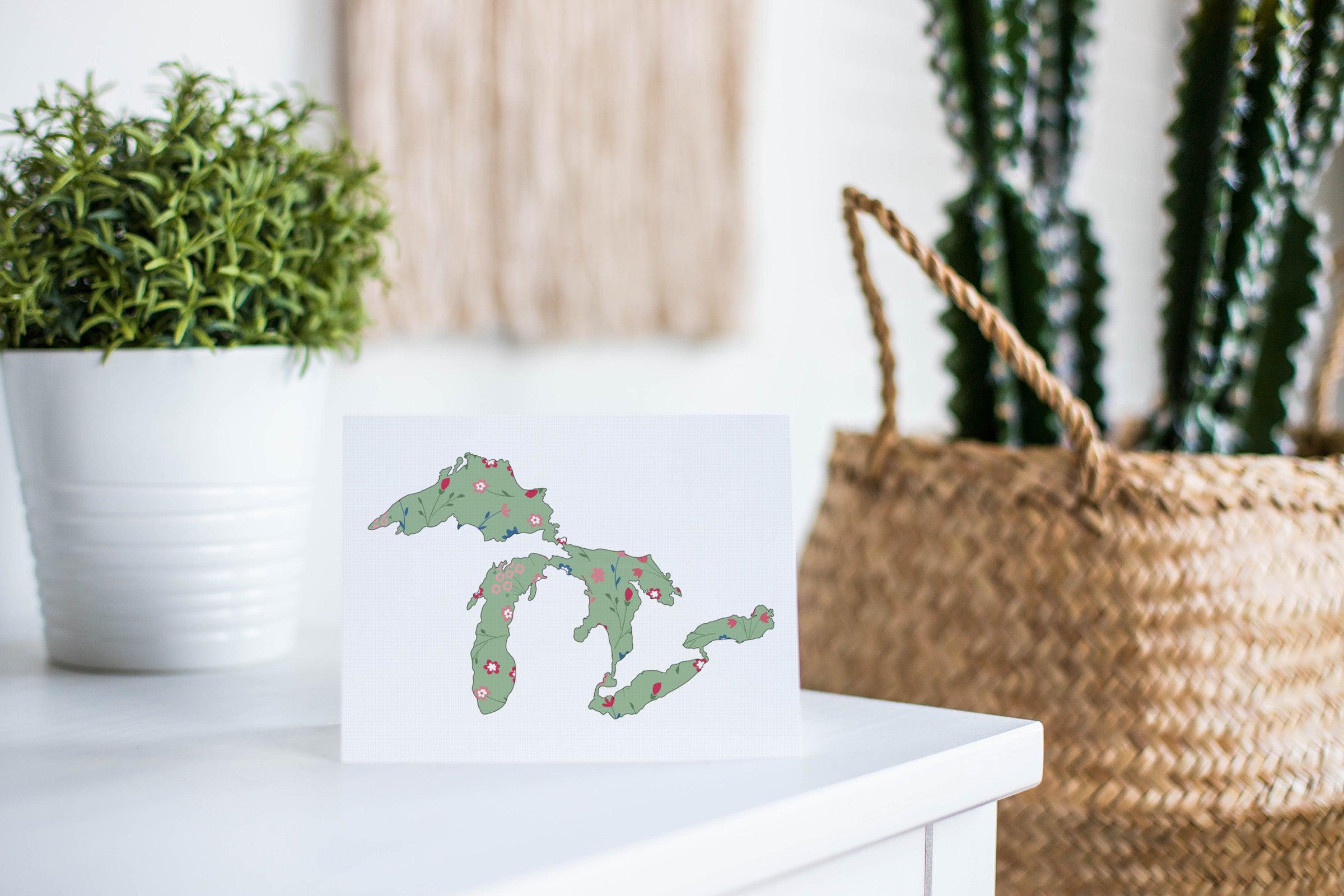 Wildflower - Green - Great Lakes Greeting Card