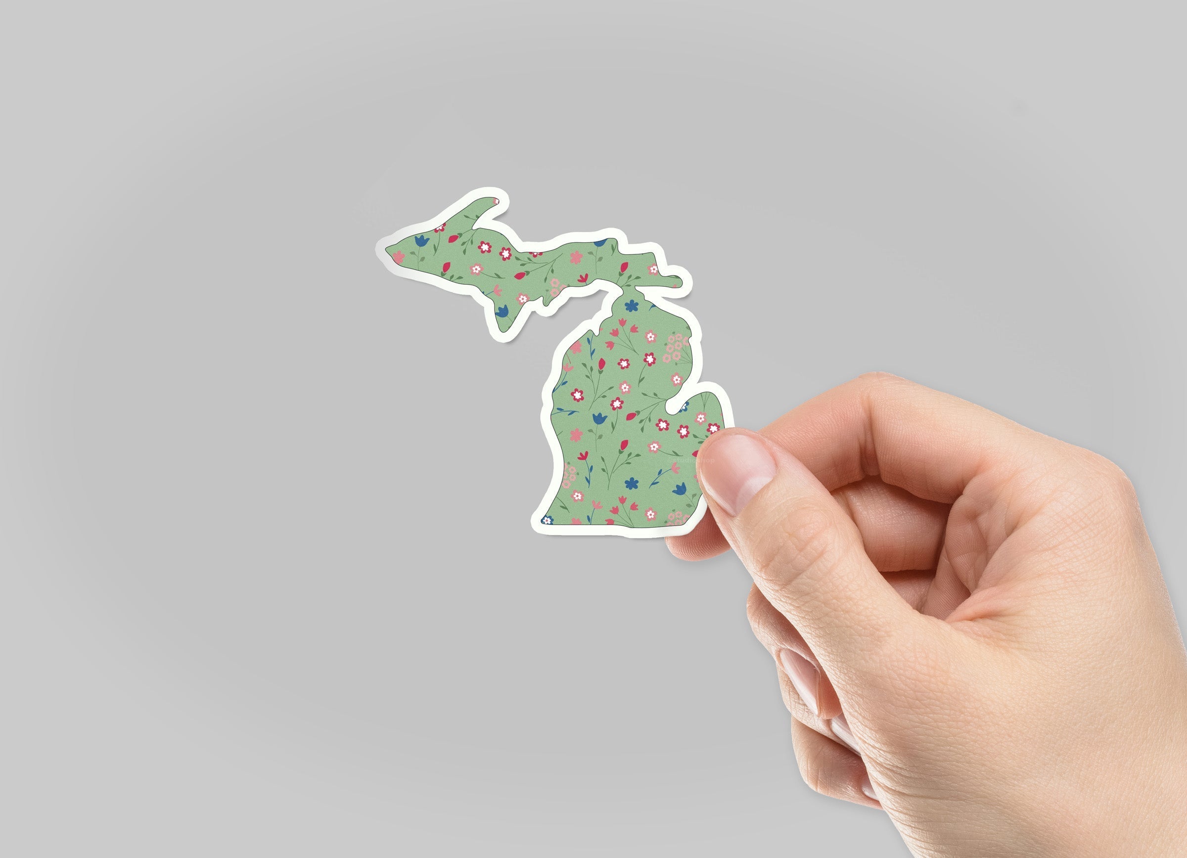 Wildflower - Green - Michigan Waterproof Sticker (3" X 3")
