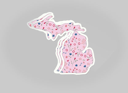 Wildflower -Pink - Michigan Waterproof Sticker (3" X 3")