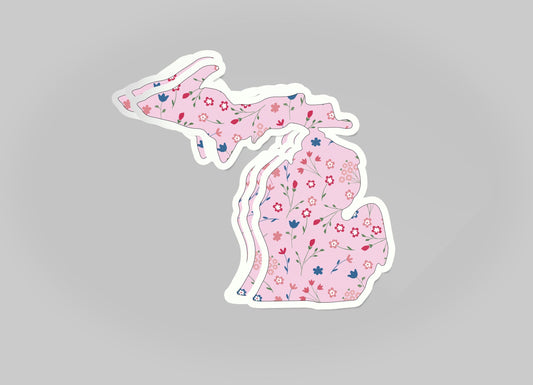 Wildflower -Pink - Michigan Waterproof Sticker (3" X 3")