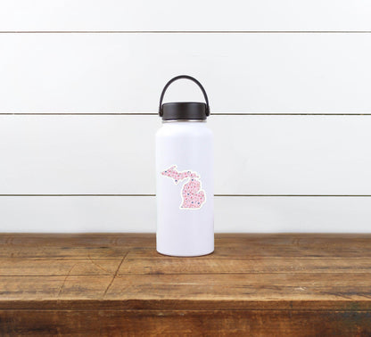 Wildflower -Pink - Michigan Waterproof Sticker (3" X 3")