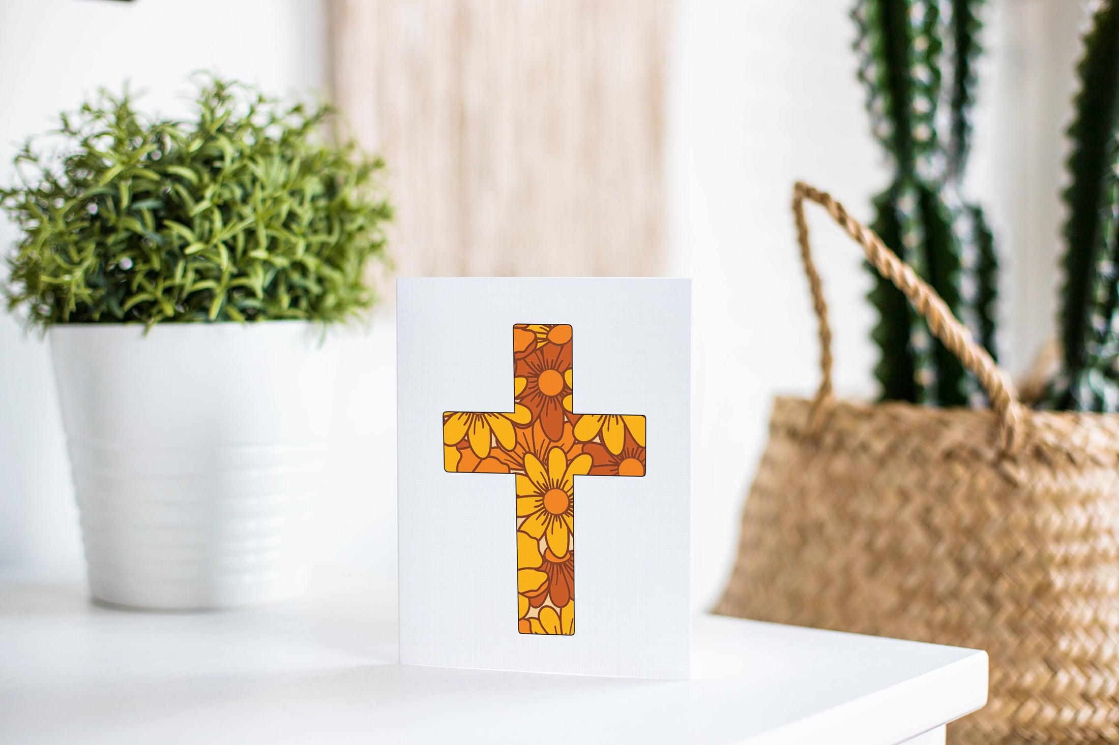 Cross Linen Greeting Card