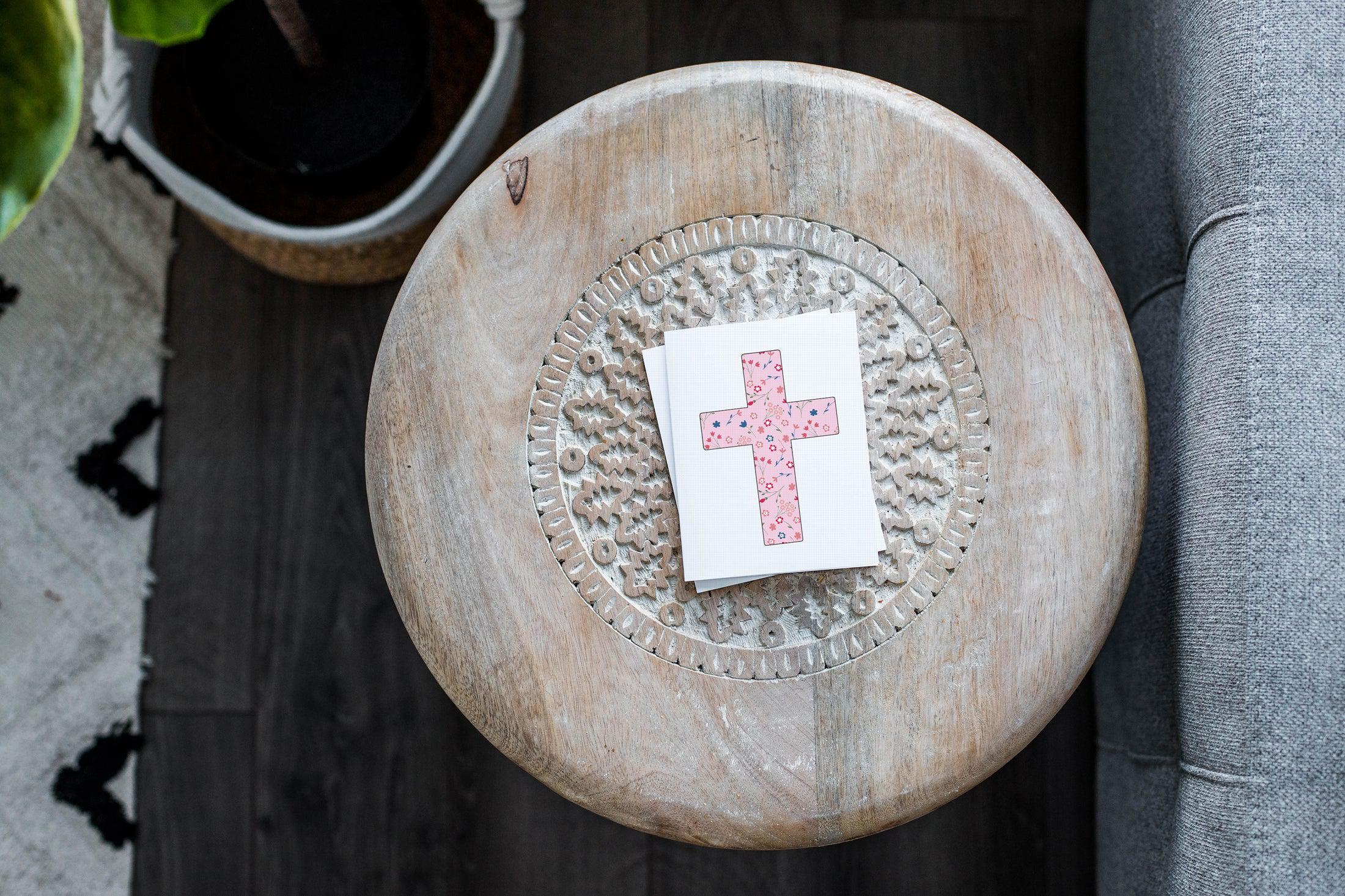 Cross Linen Greeting Card