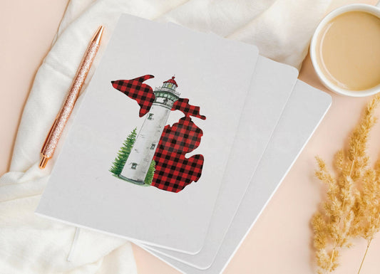 Lighthouse - Plaid - Red - Michigan - Pocket Journal  (Anita Saviko Collaboration)