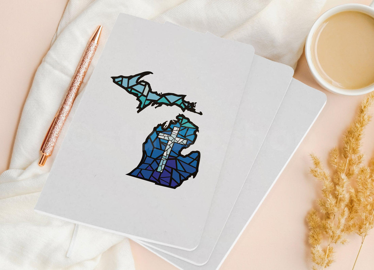 Stained Glass Cross - Michigan - Pocket Journal