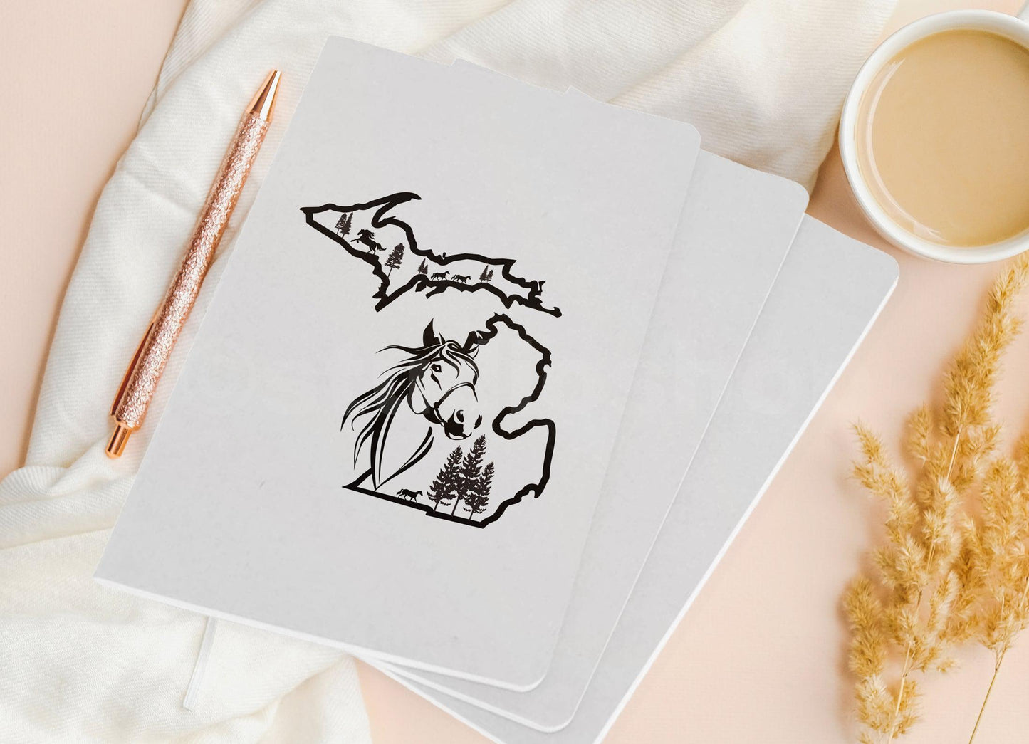 Horse - Outline - Michigan - Pocket Journal